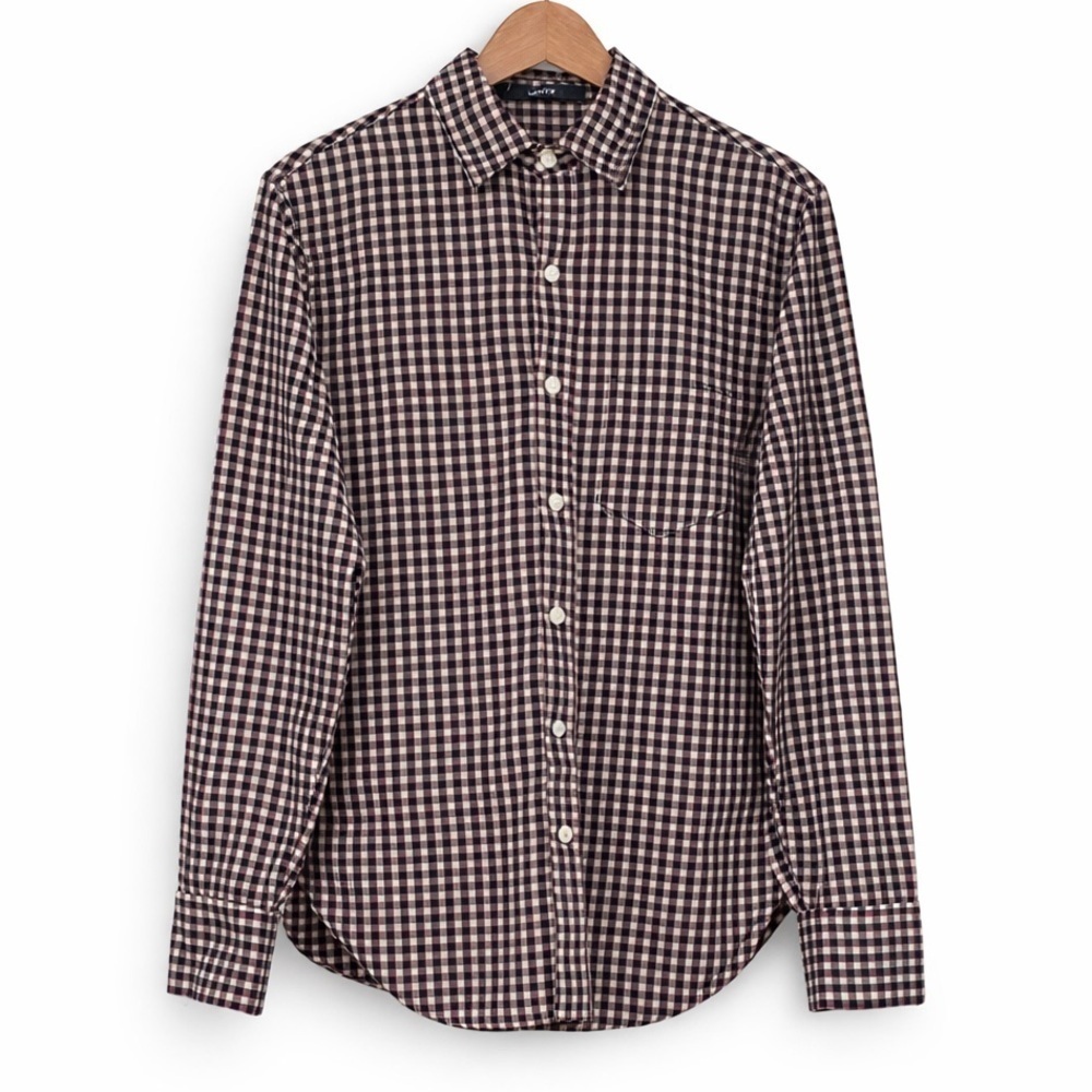 Levi’s Plaid Button Down Shirt Mens Medium Navy Burgundy 100% Cotton Long Sleeve